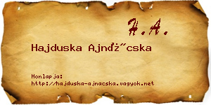 Hajduska Ajnácska névjegykártya